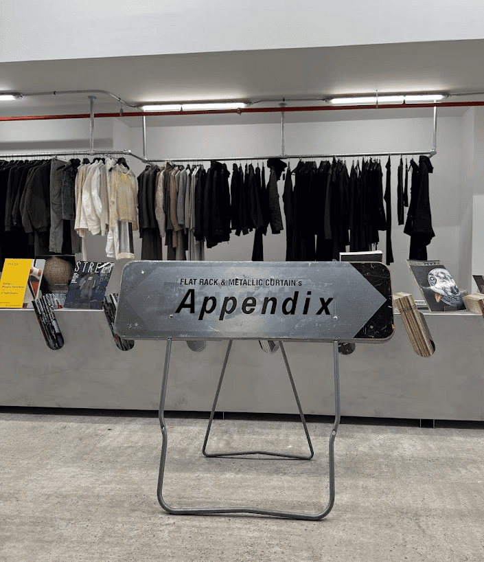 Clothing Racks at Appendix in Paris. 