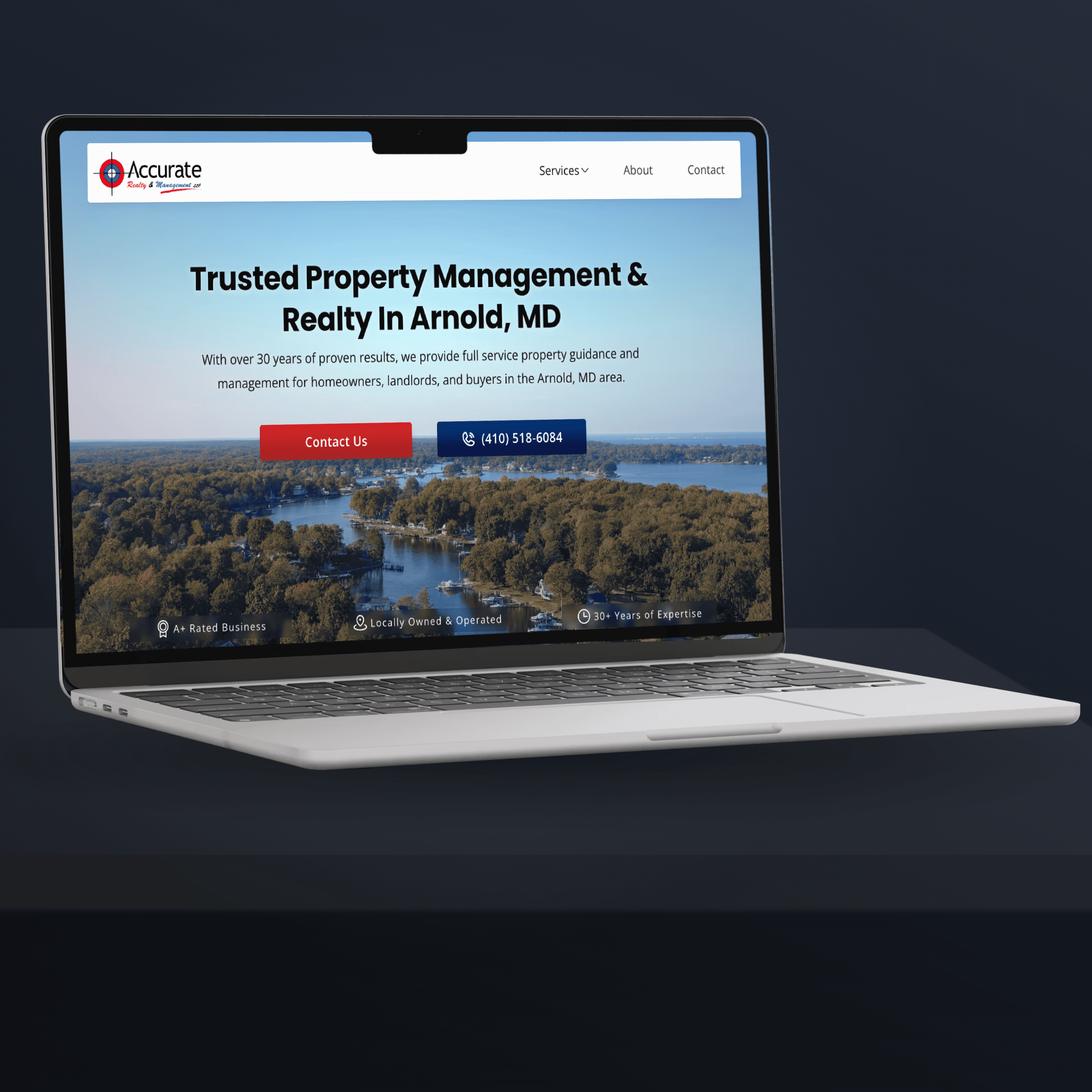 Accurate Realty's website displayed on macbook