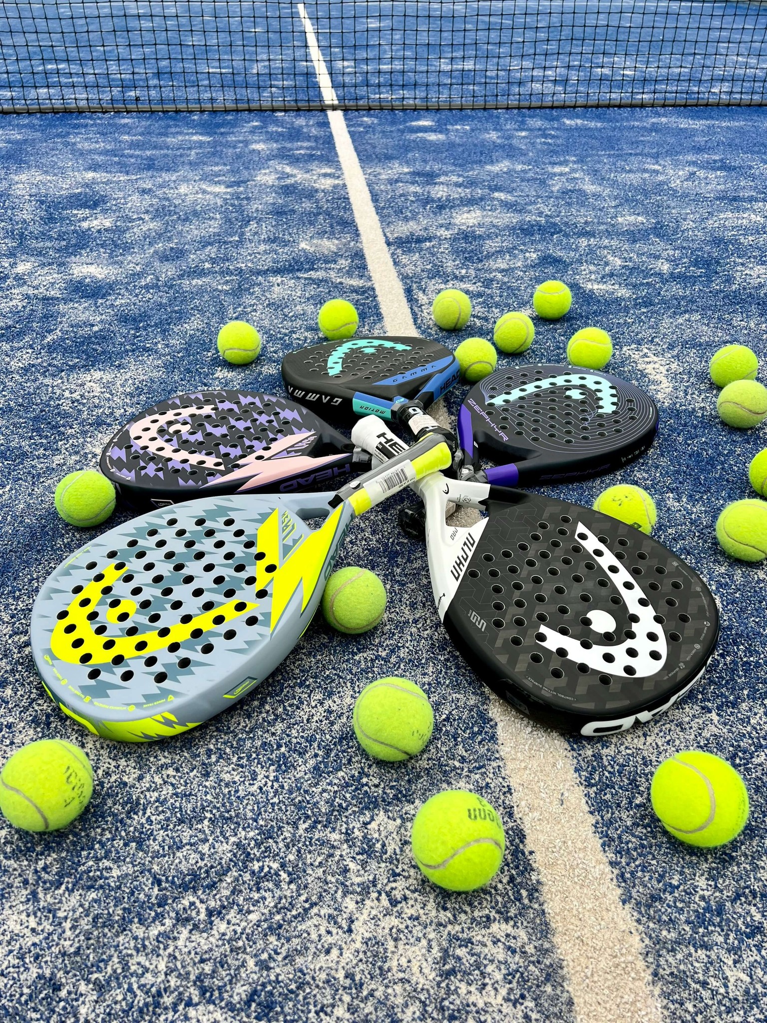 Padel rackets on the padel court