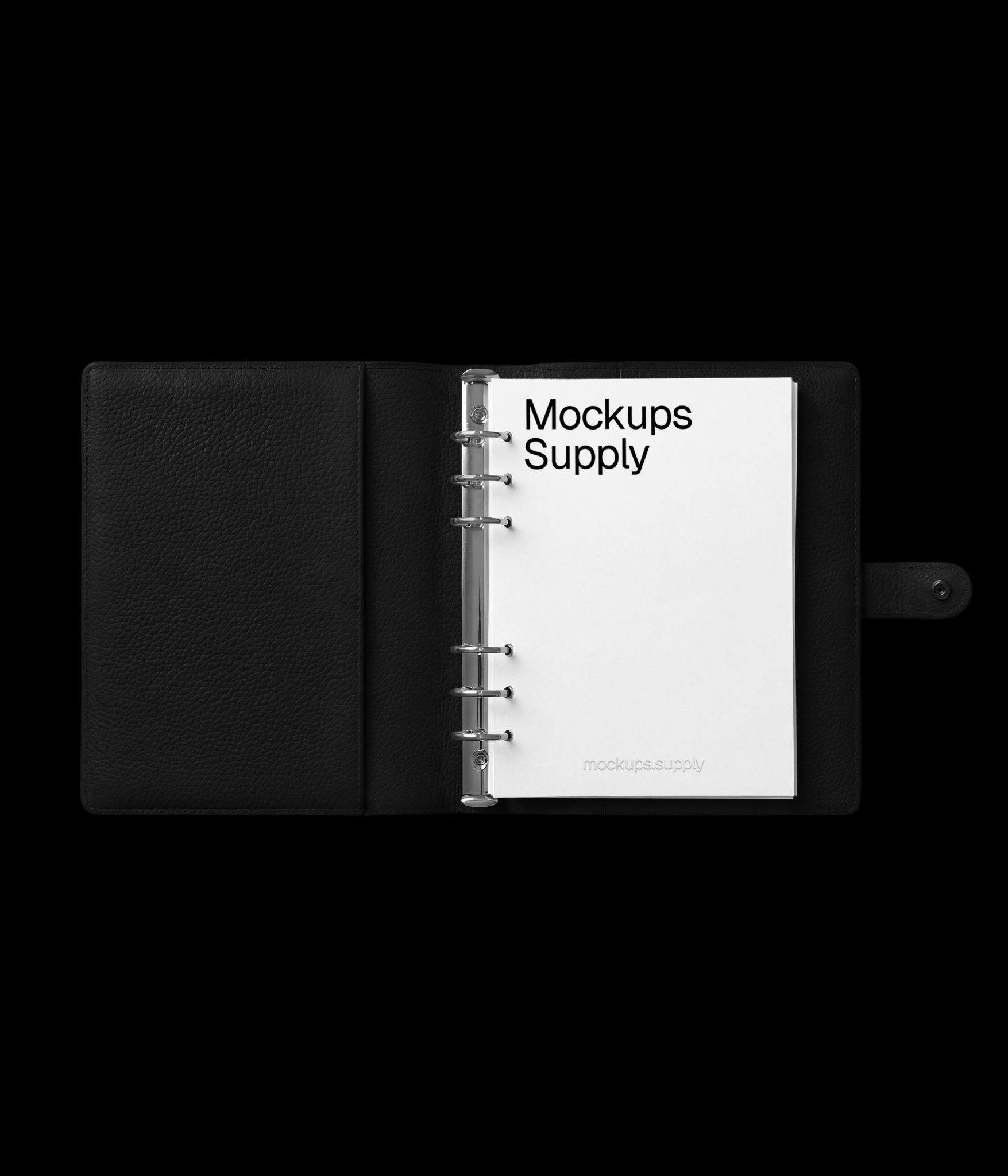 Open leather journal mockup with single page view download on Mockups Supply