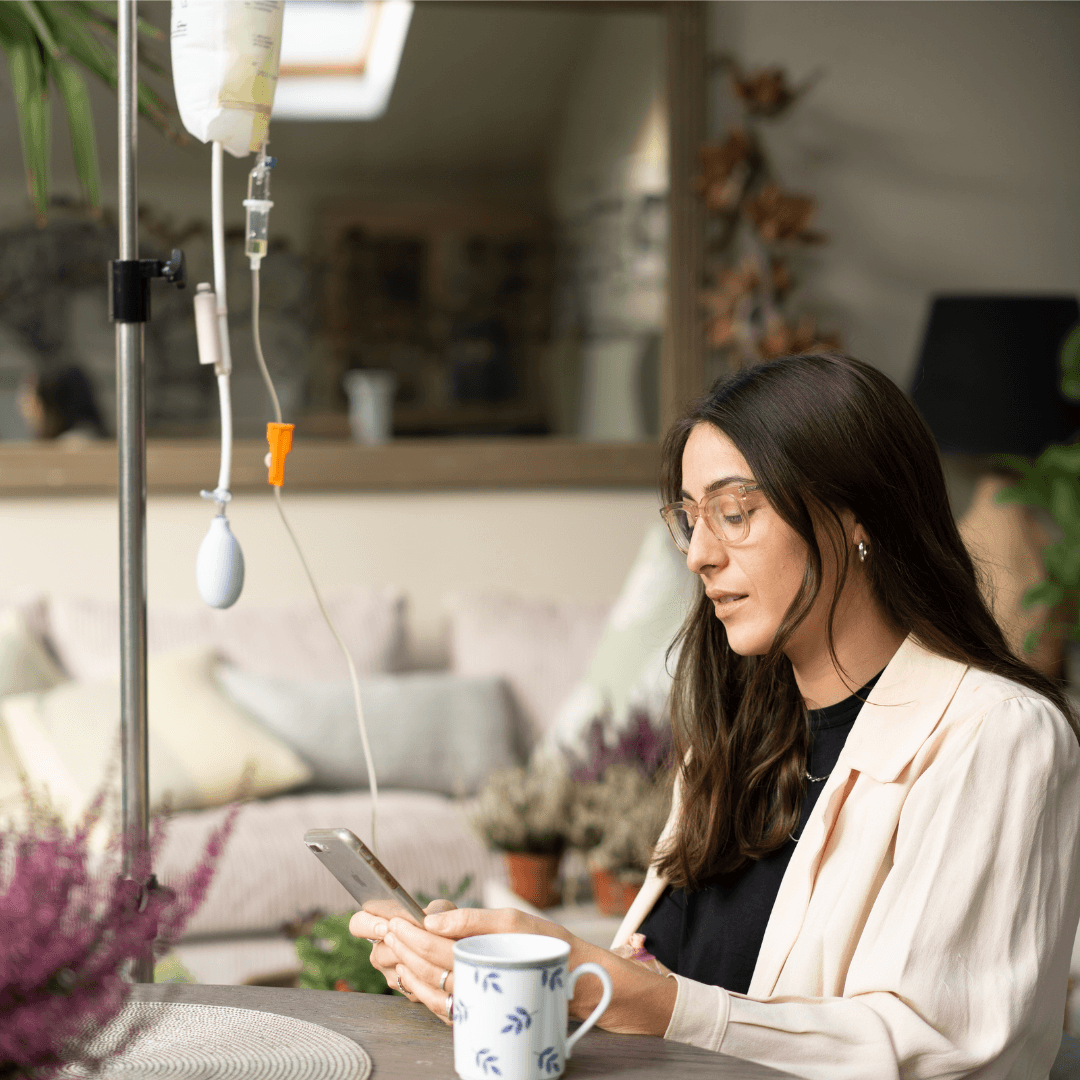 woman receiving IV drip therapy in London