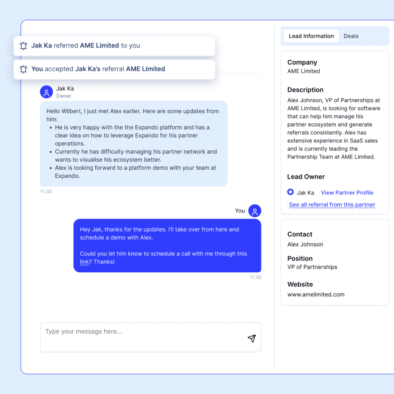 Expando AI™ provides a centralized collaboration dashboard and automated updates so SaaS vendors and partners can co-sell efficiently