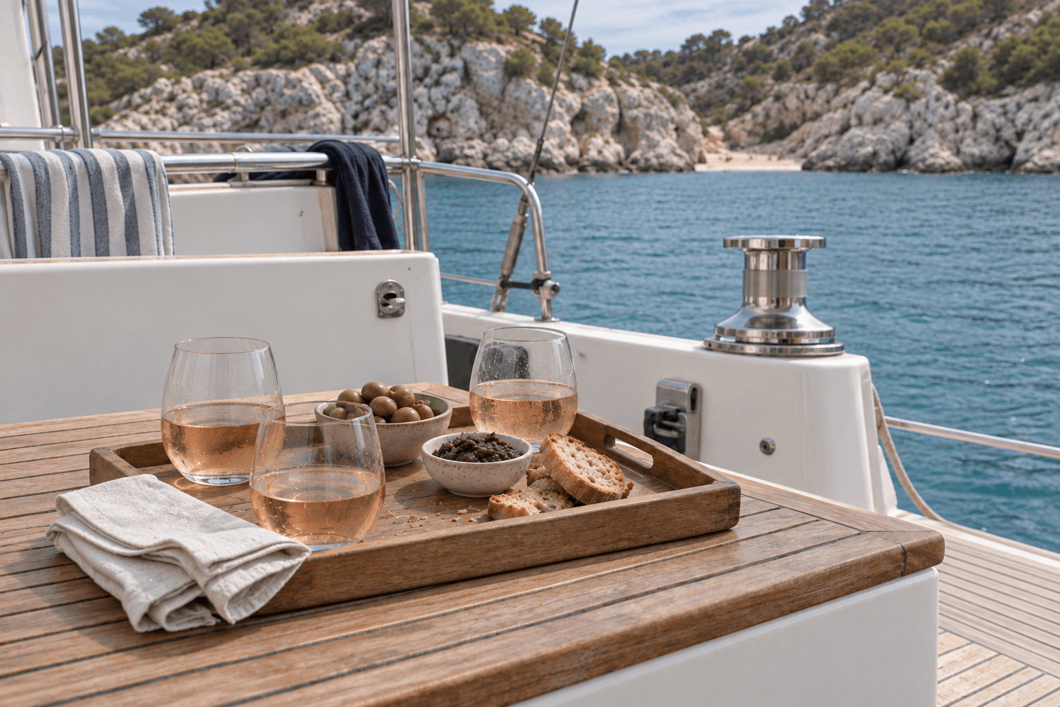 A yacht aperitif, event concept
