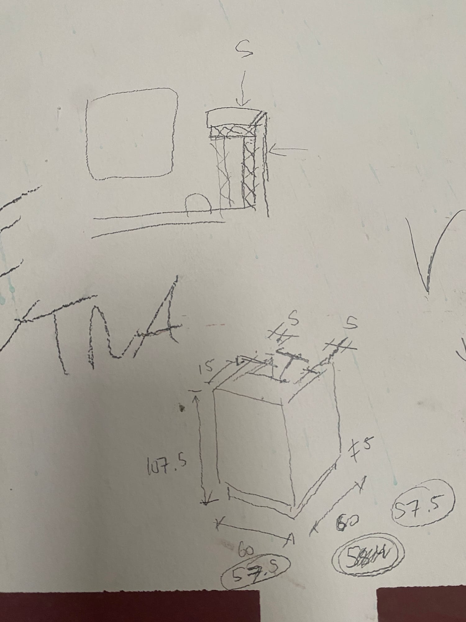 Sketch of a display detail drawn on the wall