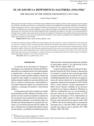 El ocaso de la dependencia salitrera (1914-1926)
