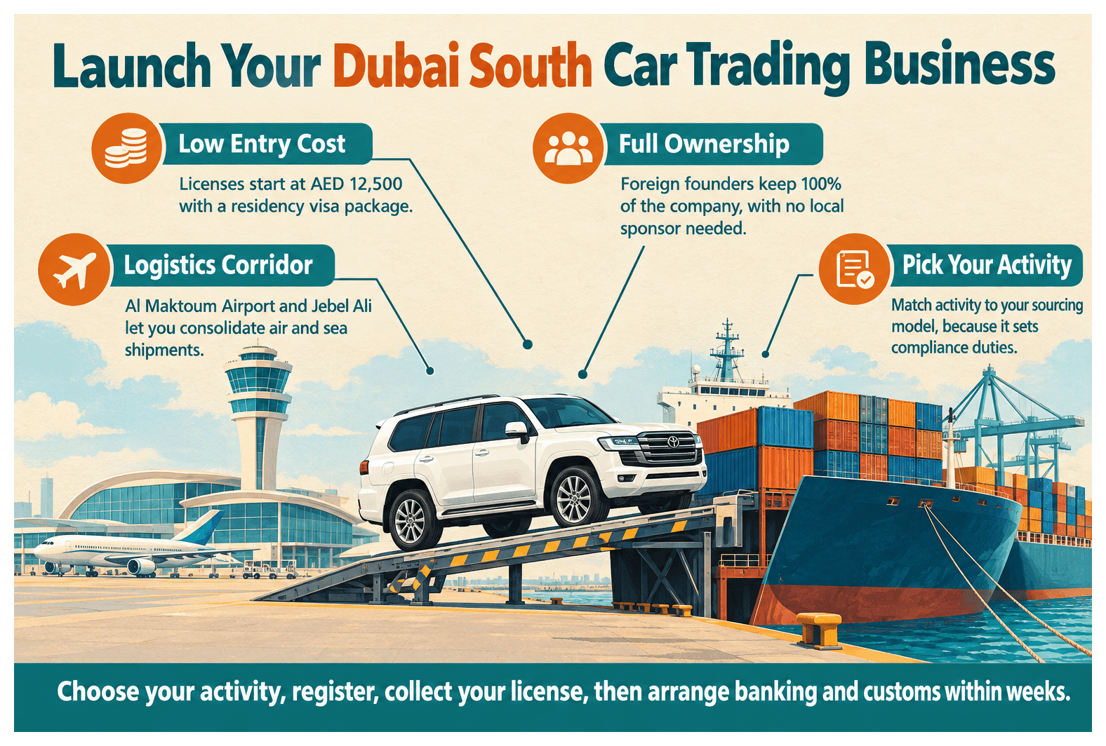 Infographic: How to Set Up an Automotive Trading Business in Dubai South