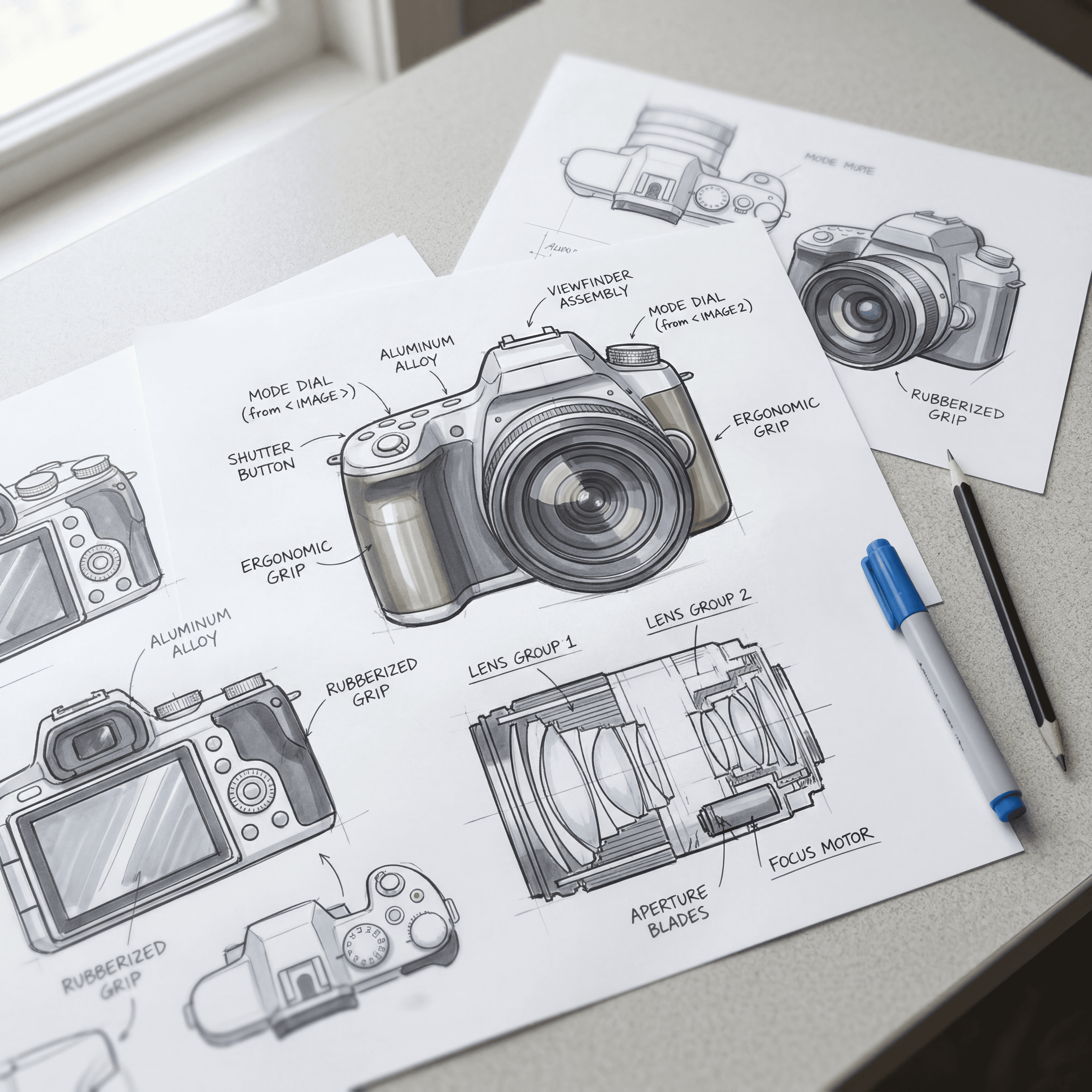 WhiteFrame X1 Camera Drawing Sketches