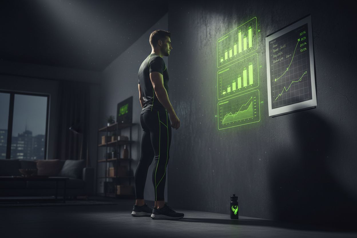 A person reviewing workout progress charts at home