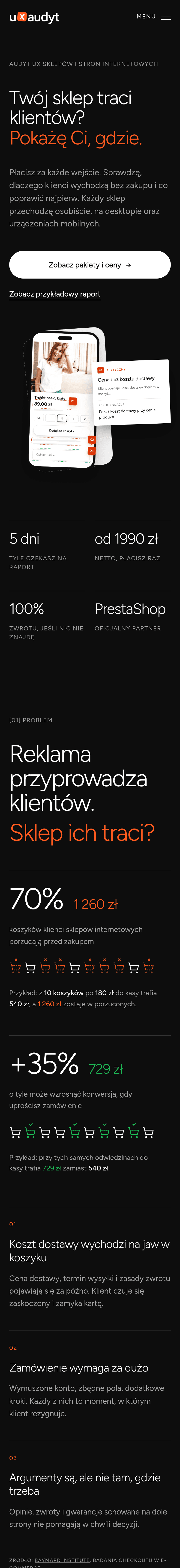 Strona uxaudyt.pl na telefonie