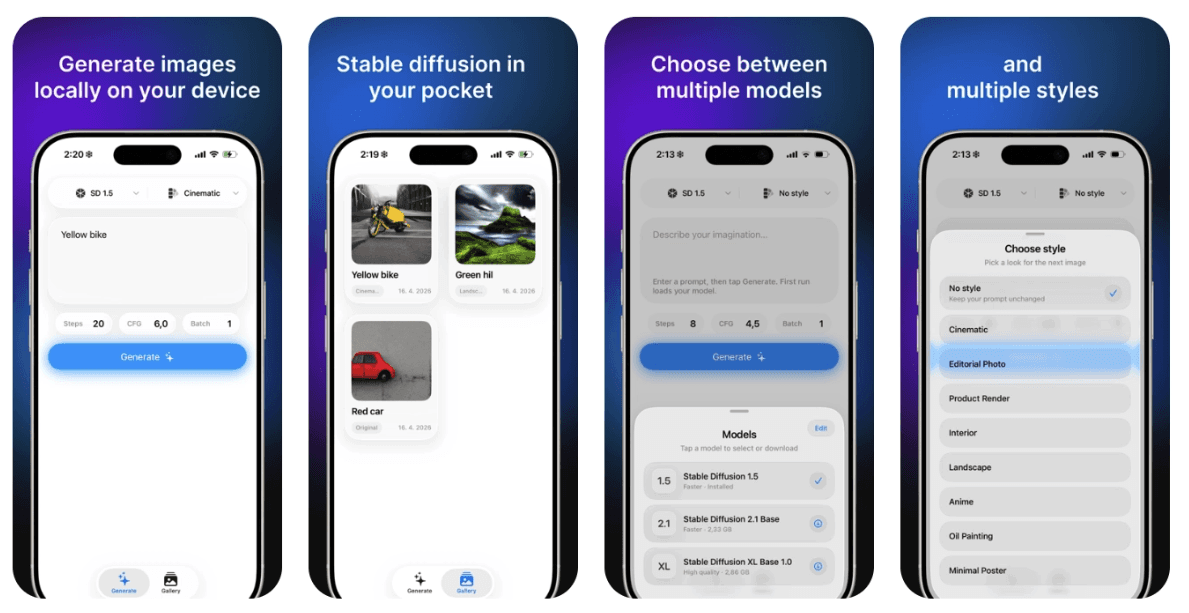 Stable Diffusion on iPhone PhoneDiffusion app