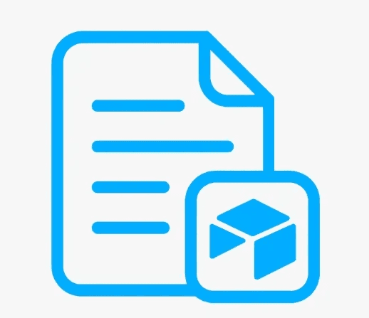 Icône représentant des bases Airtable documentées, avec dossier stylisé et logo Airtable en bleu.