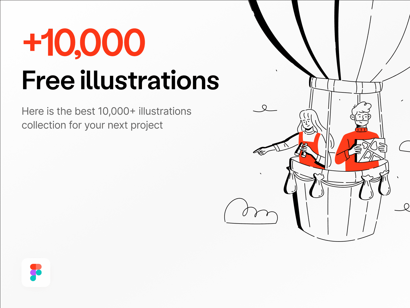 10,000 free illustration pack preview featuring diverse modern vector graphics.