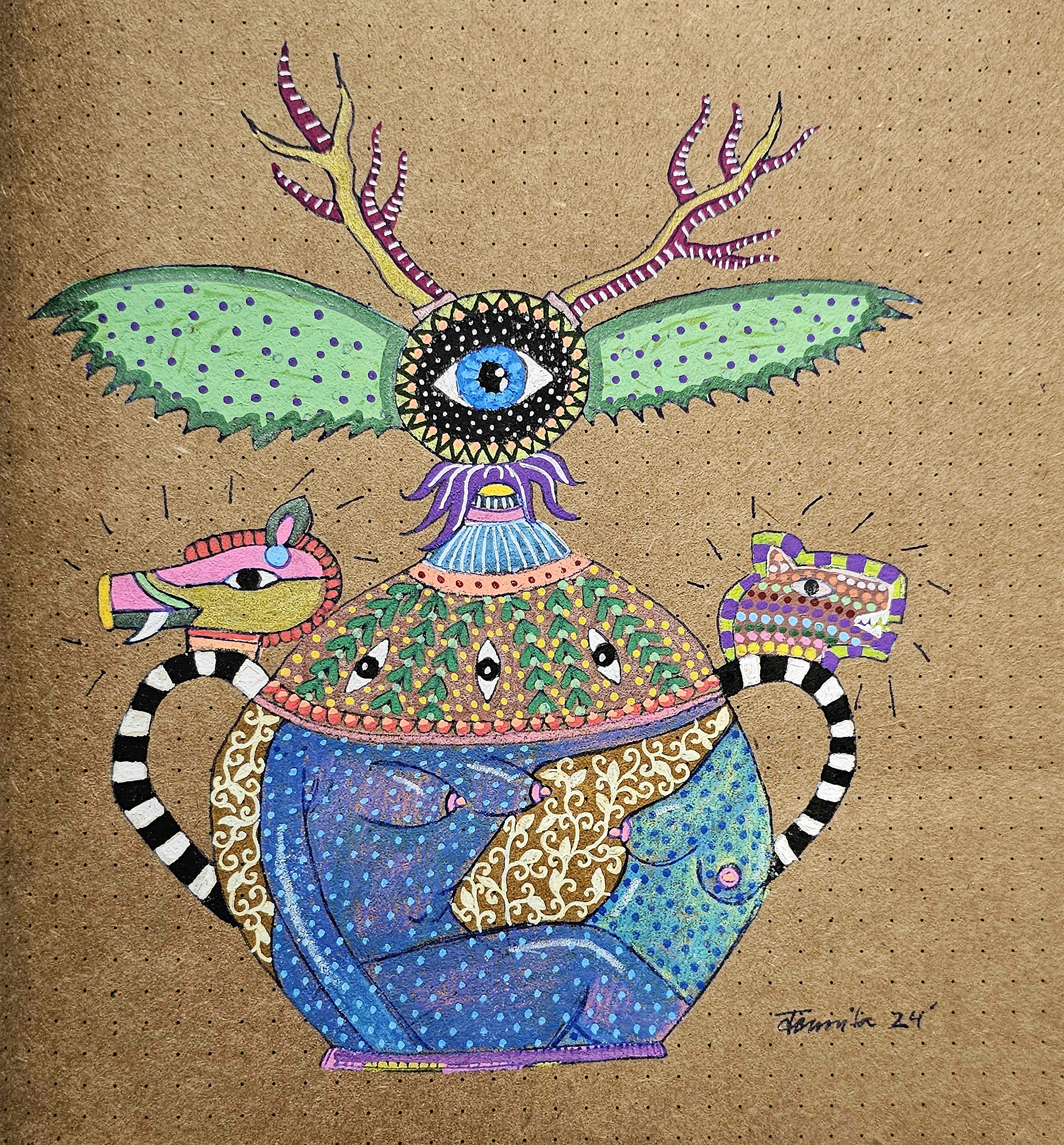 herd of sheep on road painting