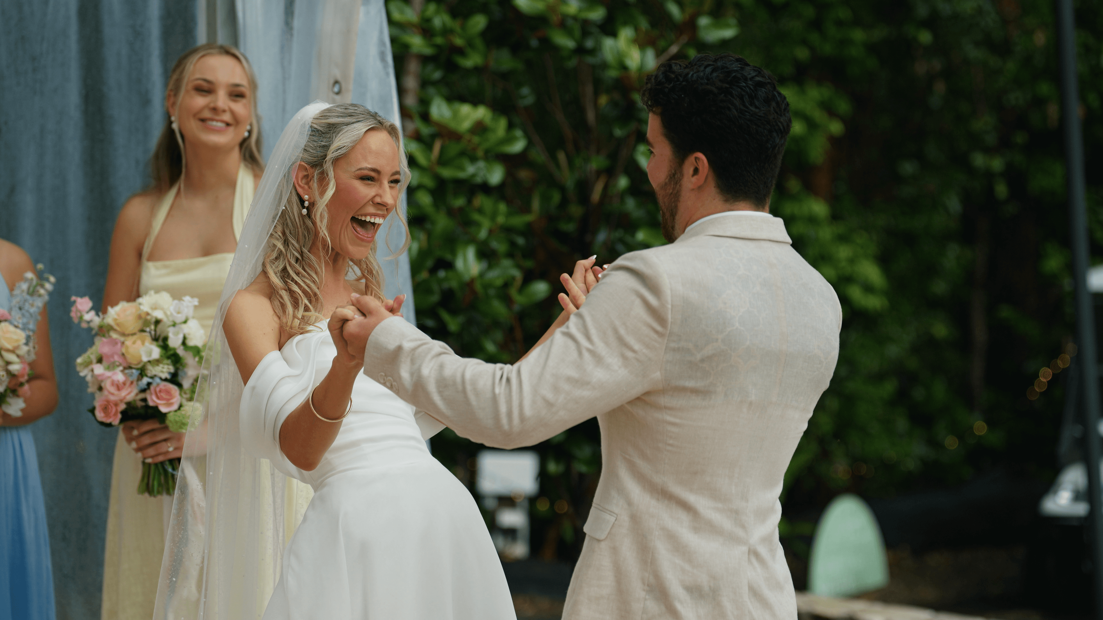 Shontae & Lachlan get announced as husband and wife at The Bower Estate, Natural Bridge, filmed by Creo Bella Luxury Wedding Films Gold Coast
