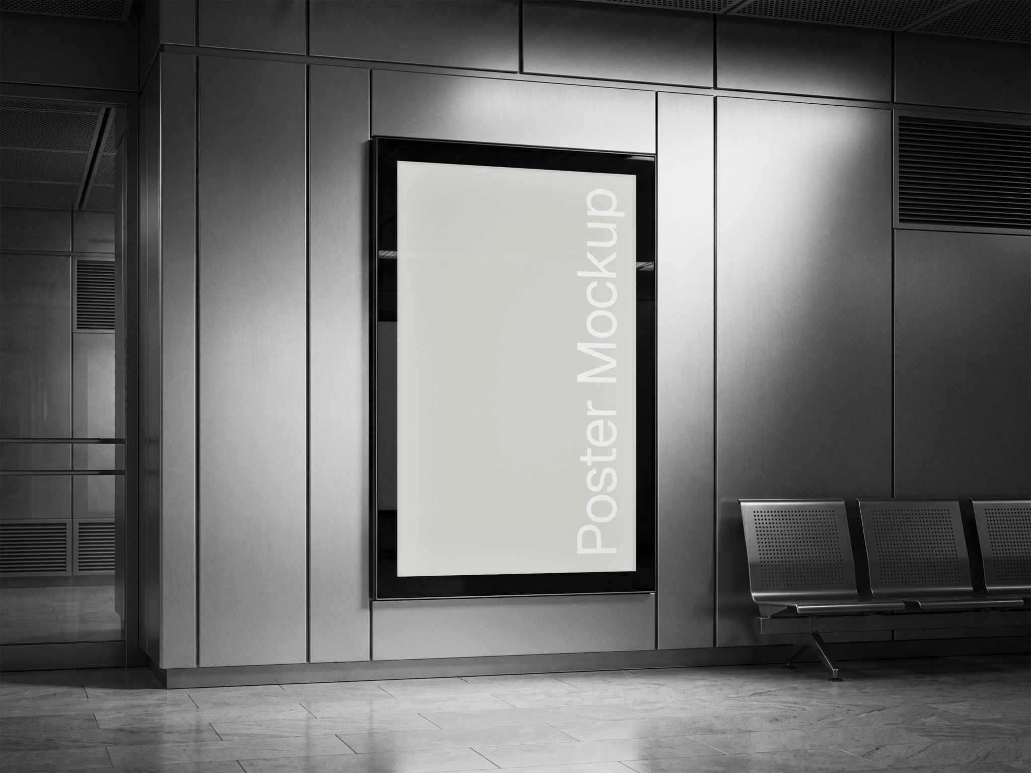 Metro poster mockup for Photoshop download
