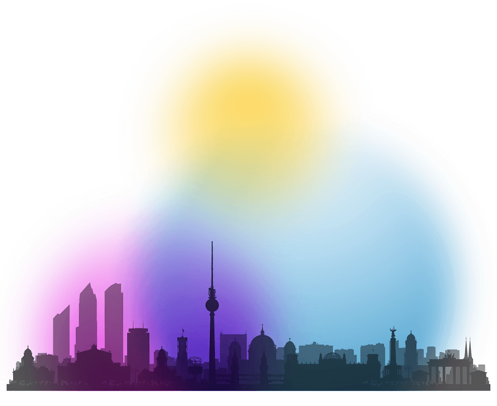 Illustration representing a city silhouette with gradients