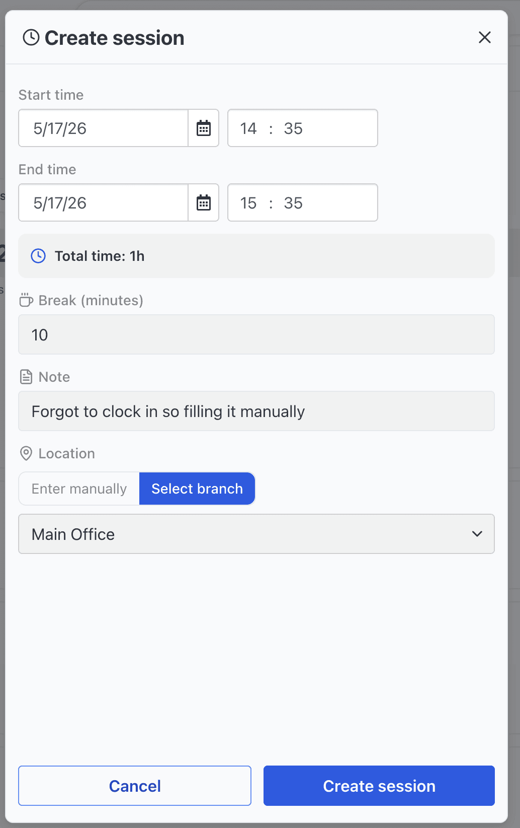 GPS time clock app check-ins