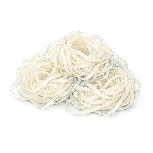 Pho Street Eats illustration of three nests of flat rice noodles.