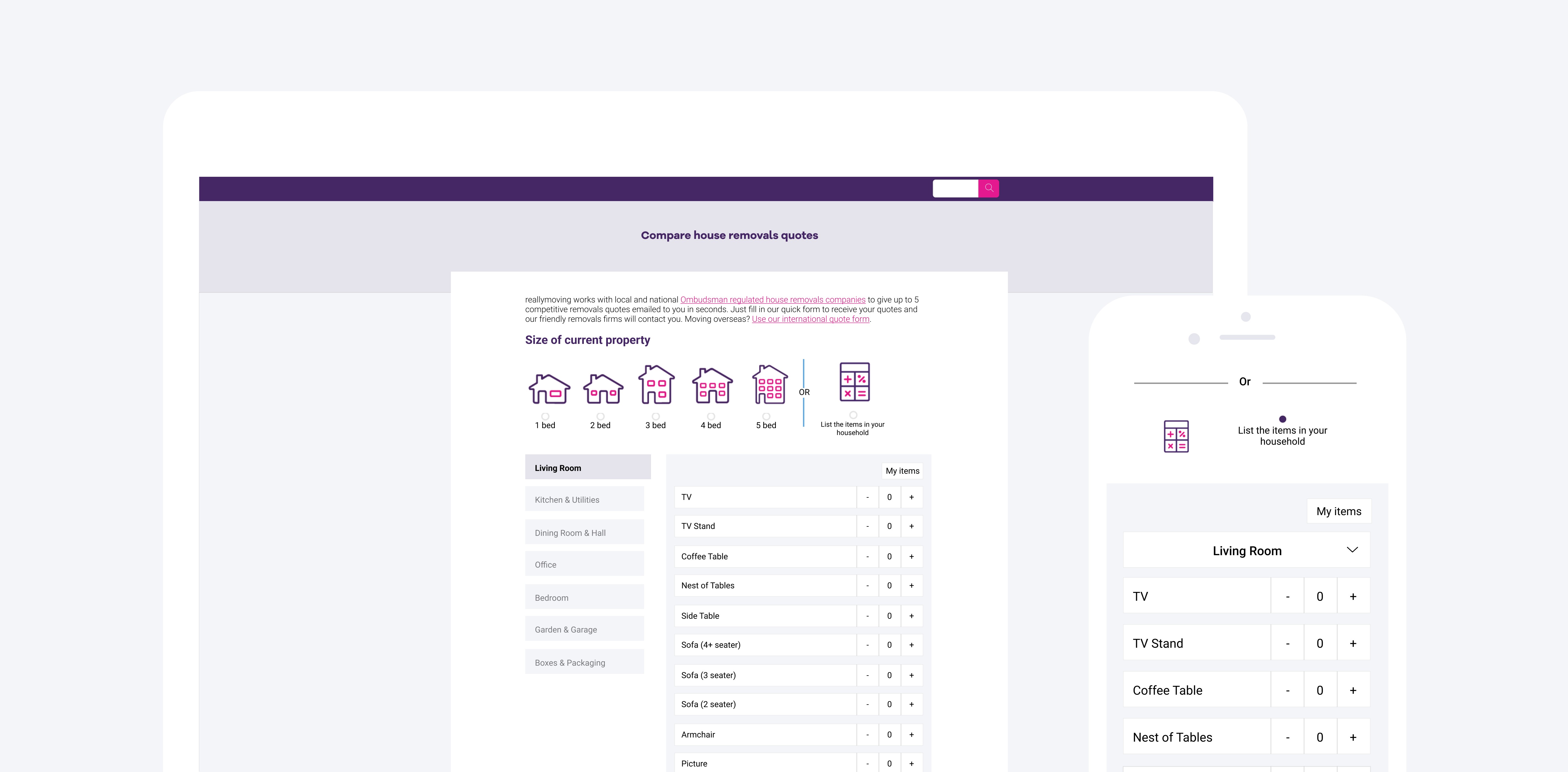 A desktop & mobile view of the finished Volume Calculator design.