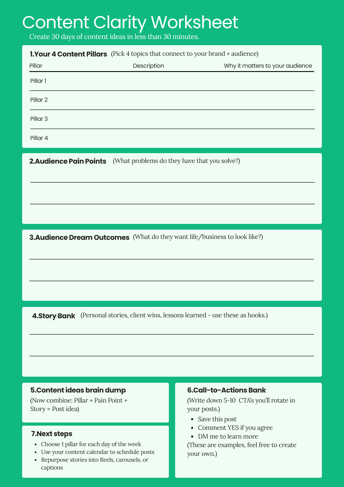 Preview of content strategy worksheet