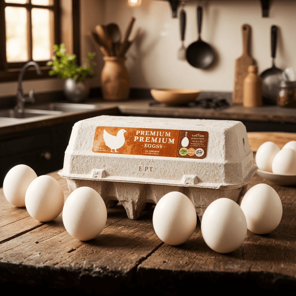 product photography of a carton of eggs