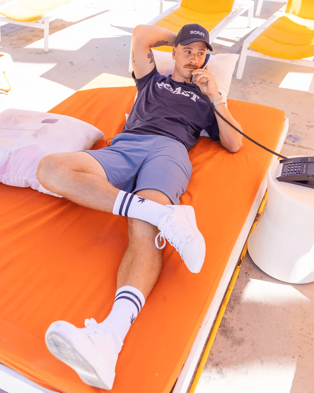 person walking down shady stairs