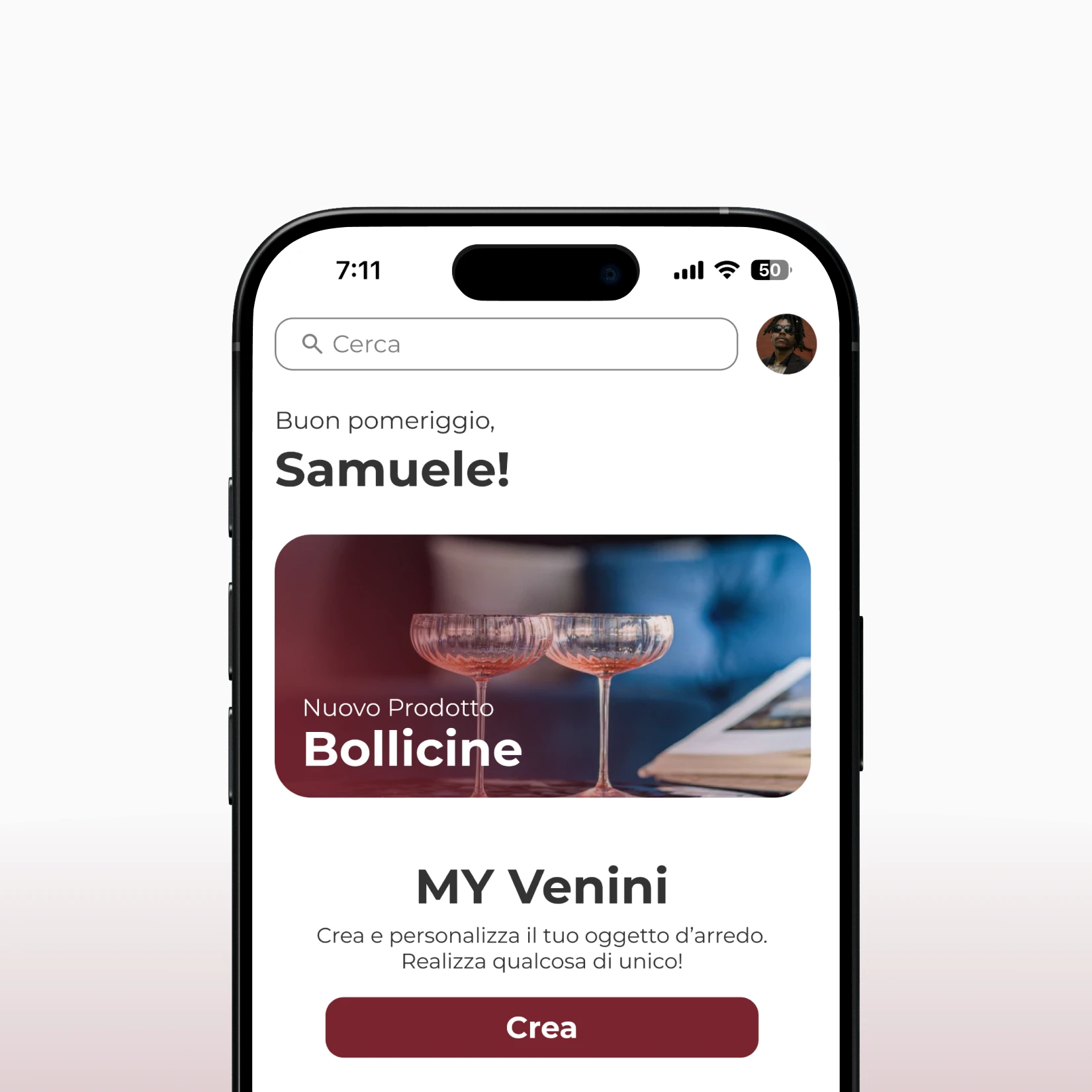 Dettaglio sull'interfaccia della pagina Home