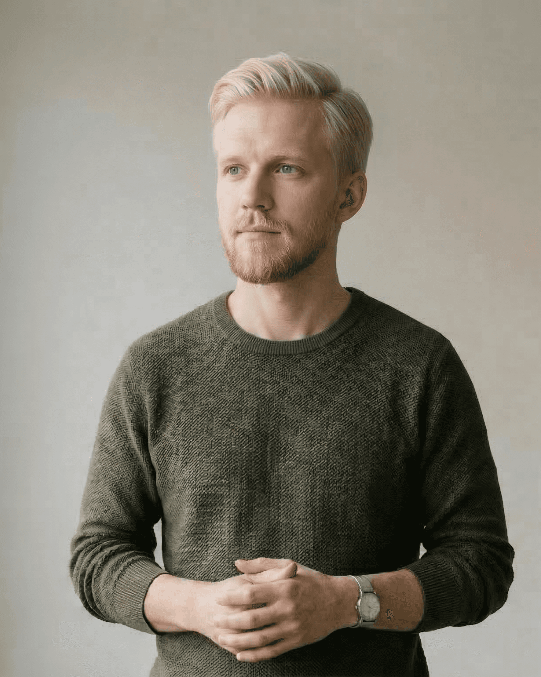 man in gray button up shirt