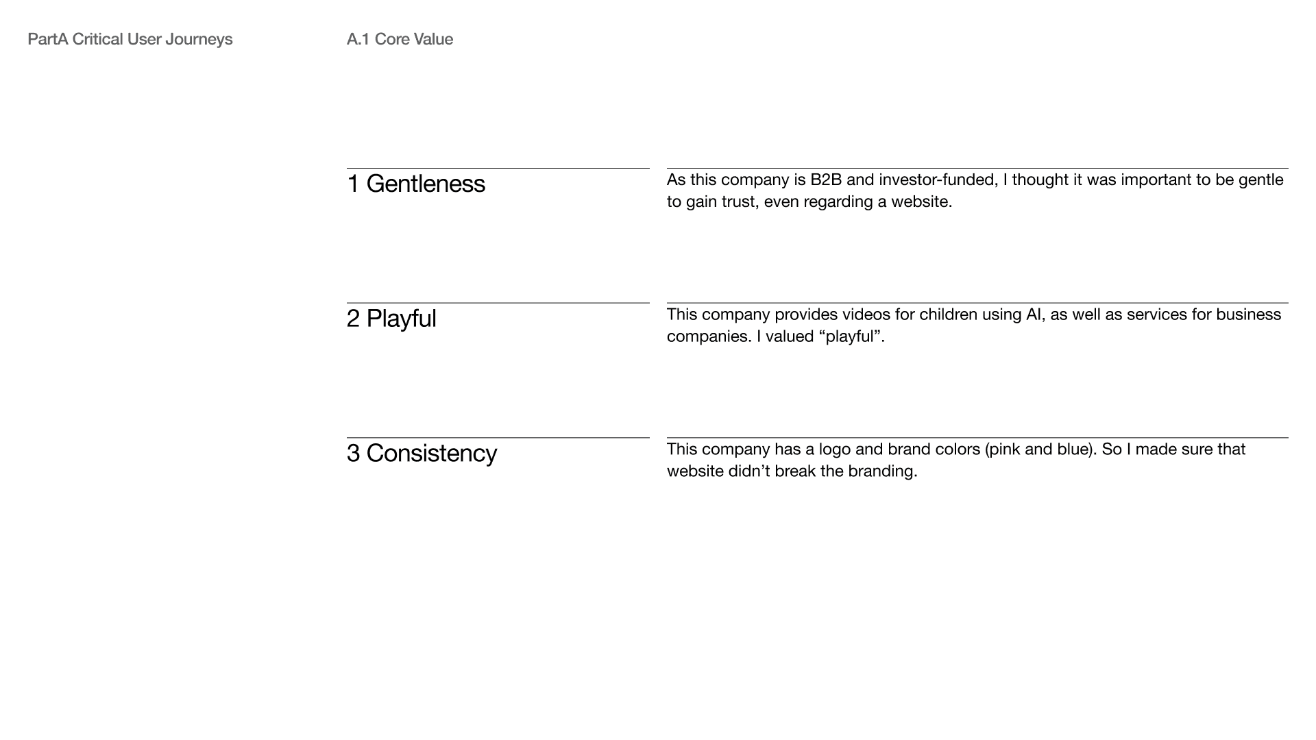 The core value 1. Gentleness 2. Playfulness 3. Consistency