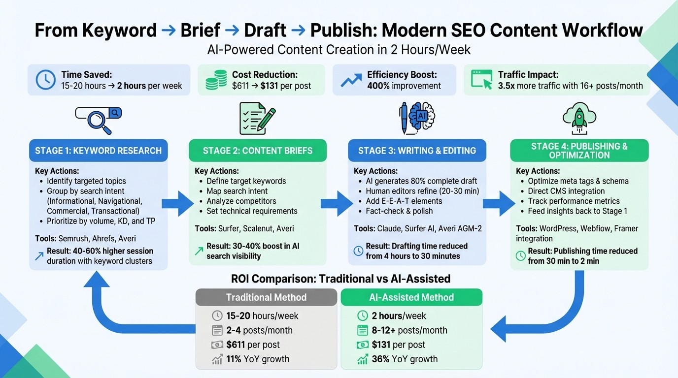 Modern SEO Content Workflow: 4-Stage Process from Keyword Research to Publishing