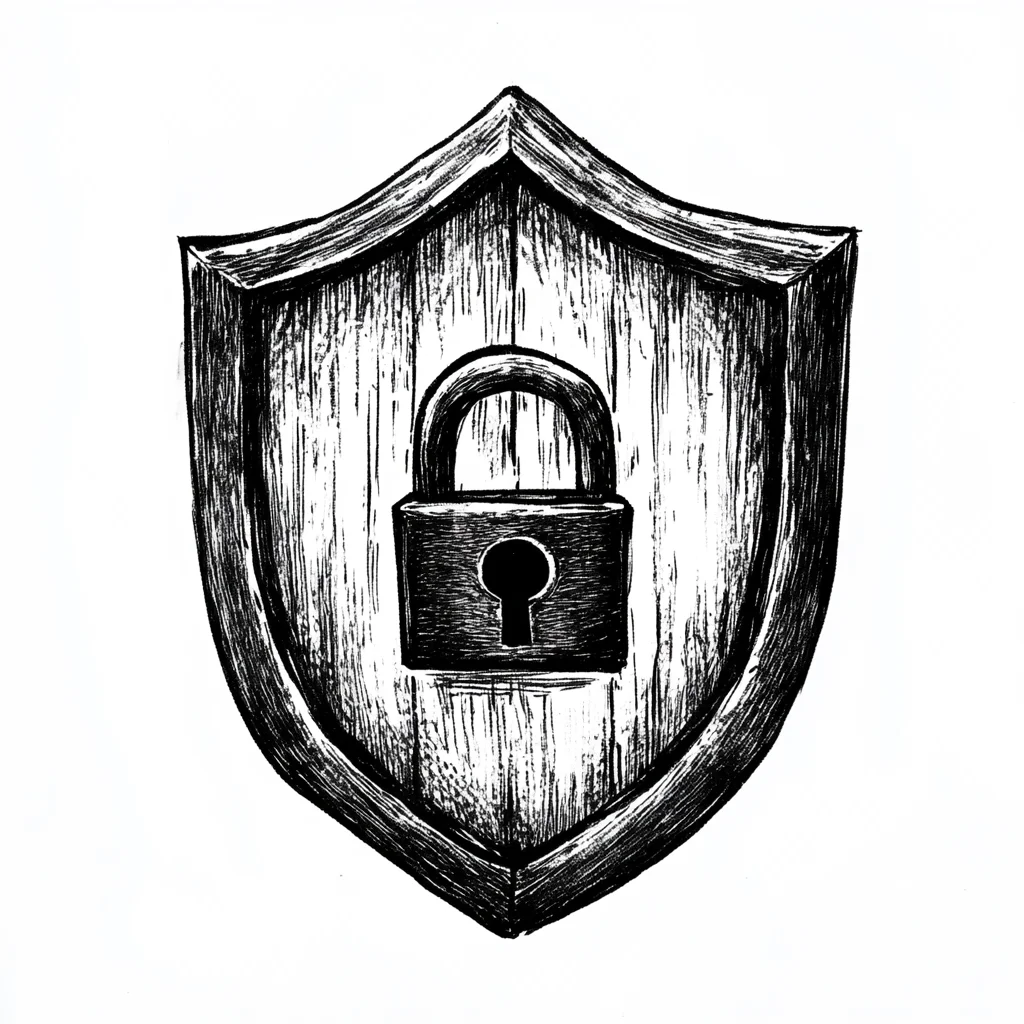 Shield with a lock icon representing implementing enterprise-level security in software practices.