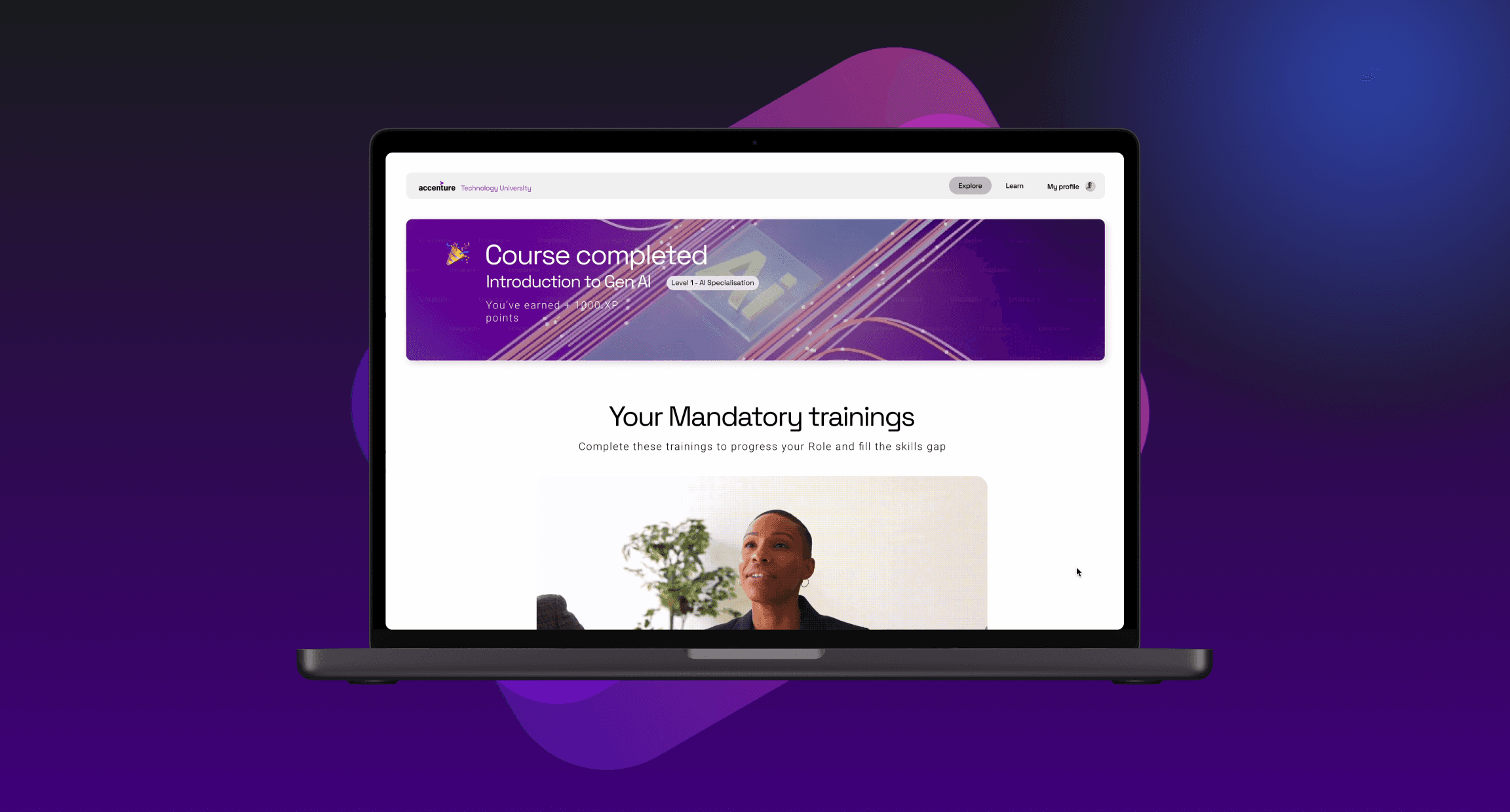 Landing page prototype Accenture Learn Vantage