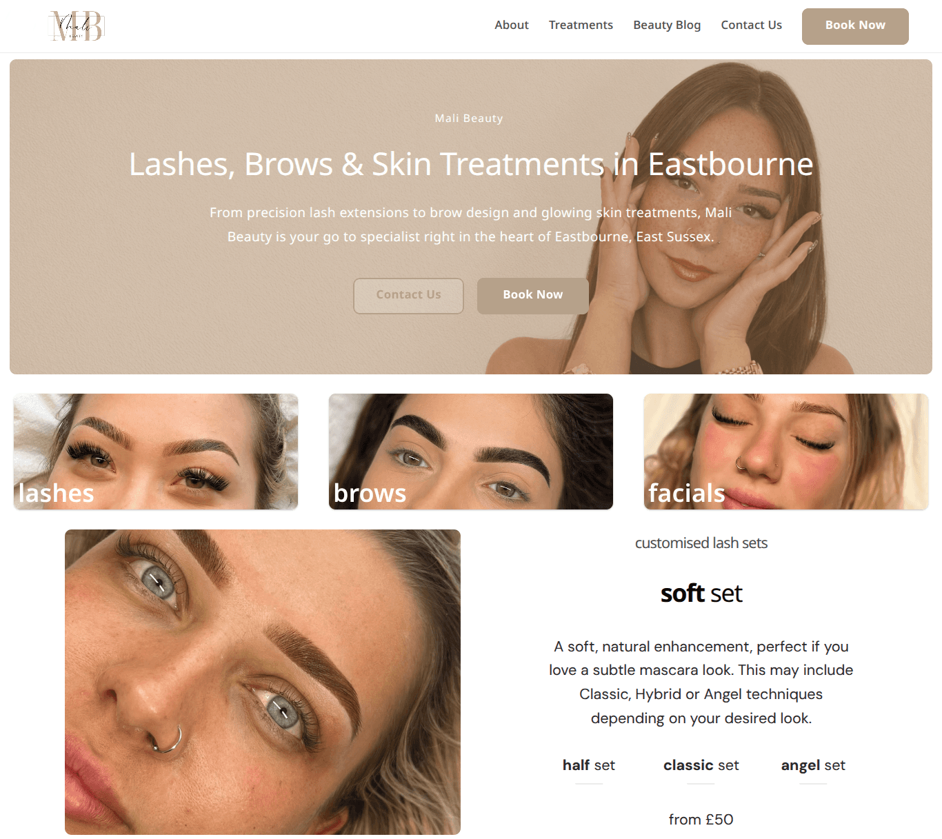 Mali Beauty website layout