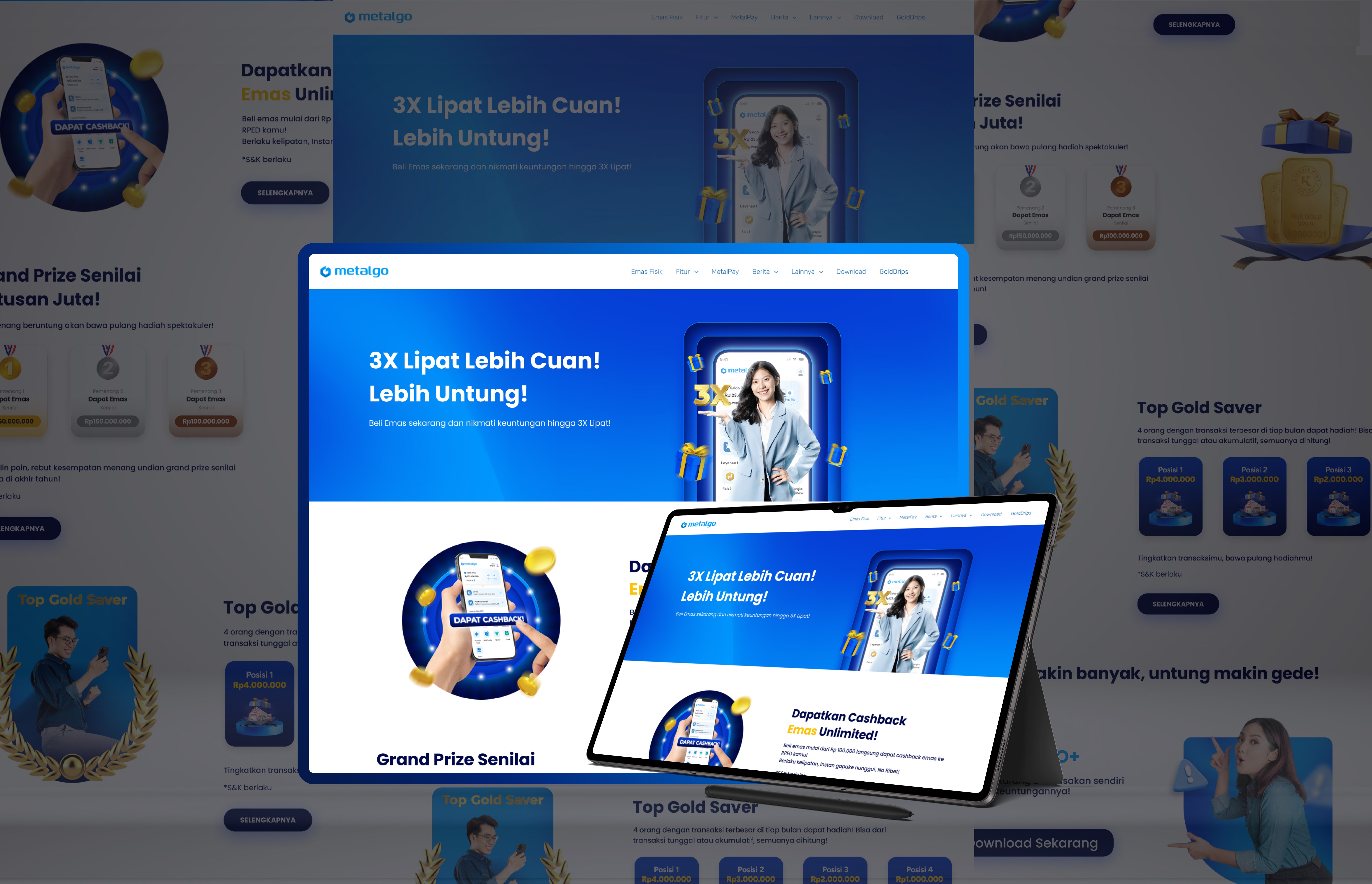 Landing Page Gold Drips Metalgo+ Mockup