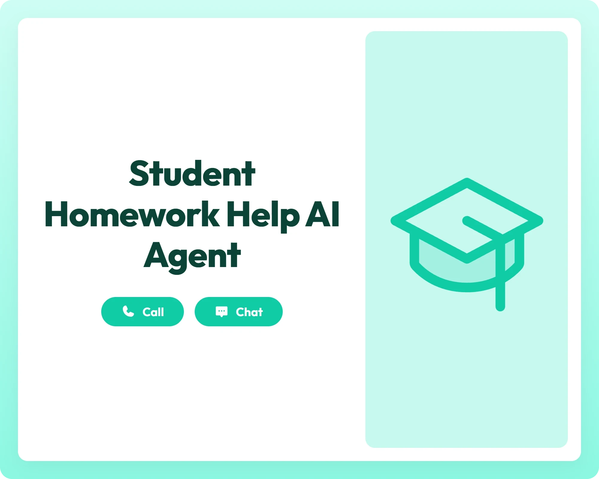 student homework help ai agent offers call and chat support with a graduation cap symbolizing learning assistance