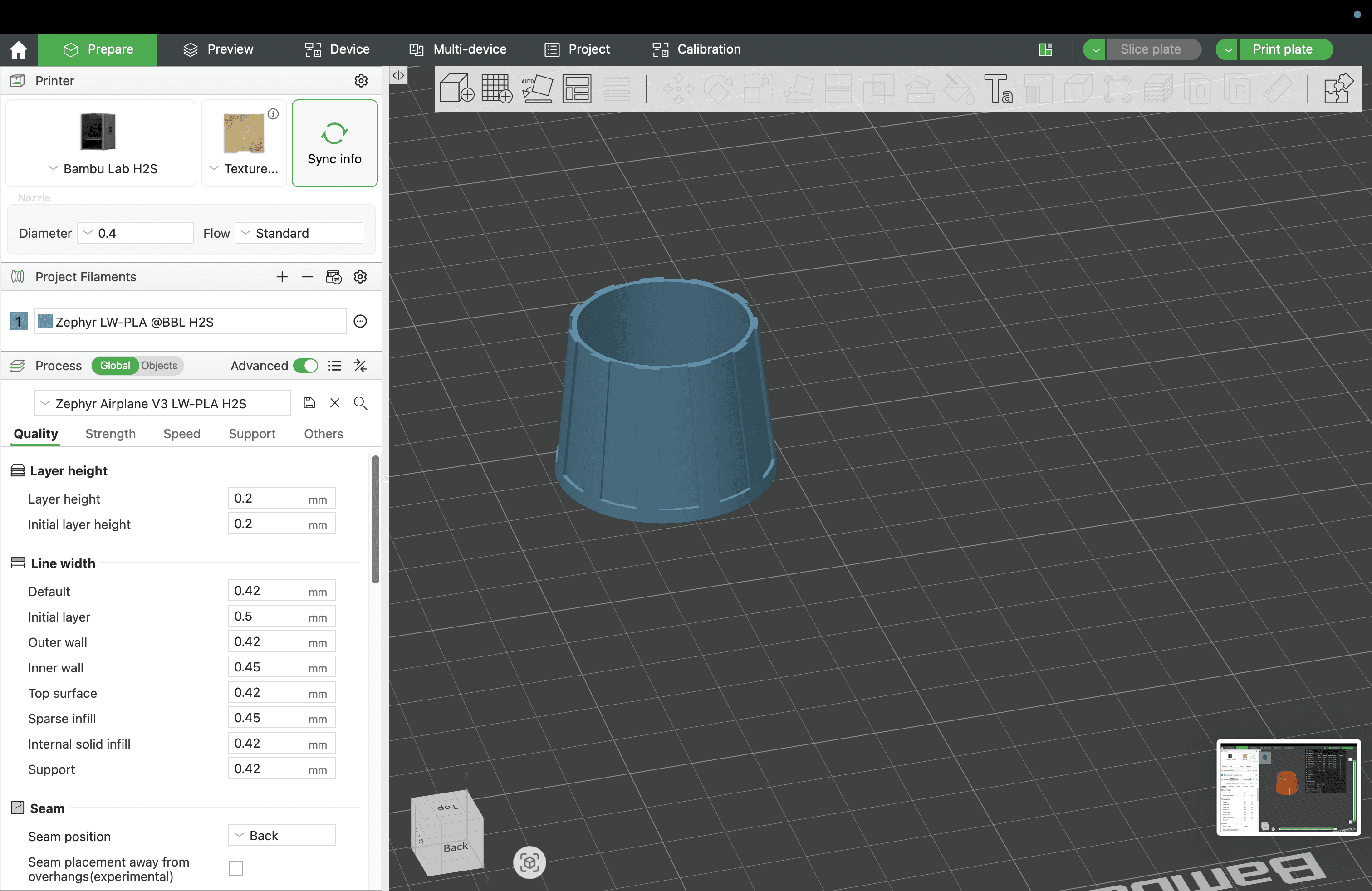 Prepare view - Profile selection