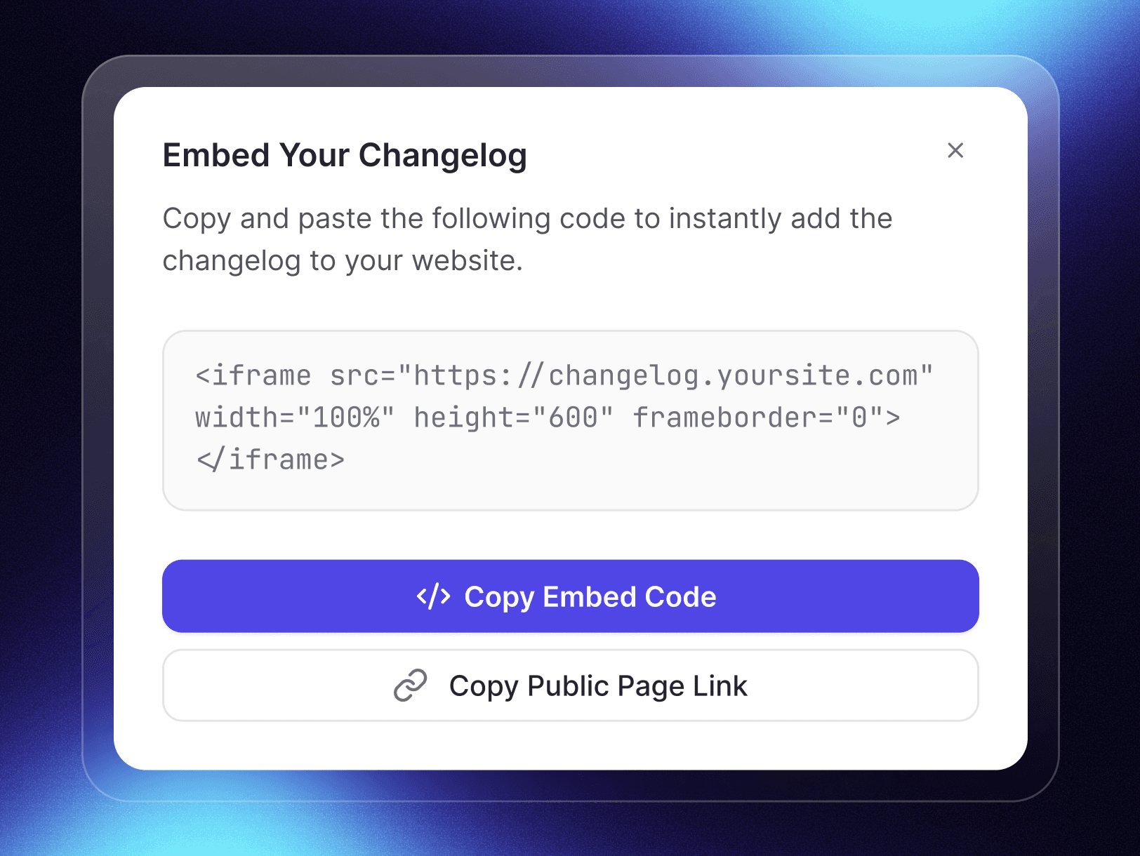 Dashboard showcasing organizational functionality