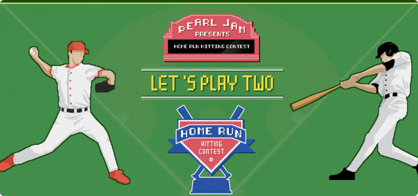 Screenshot of Pearl Jam's Home Run Hitting Contest website