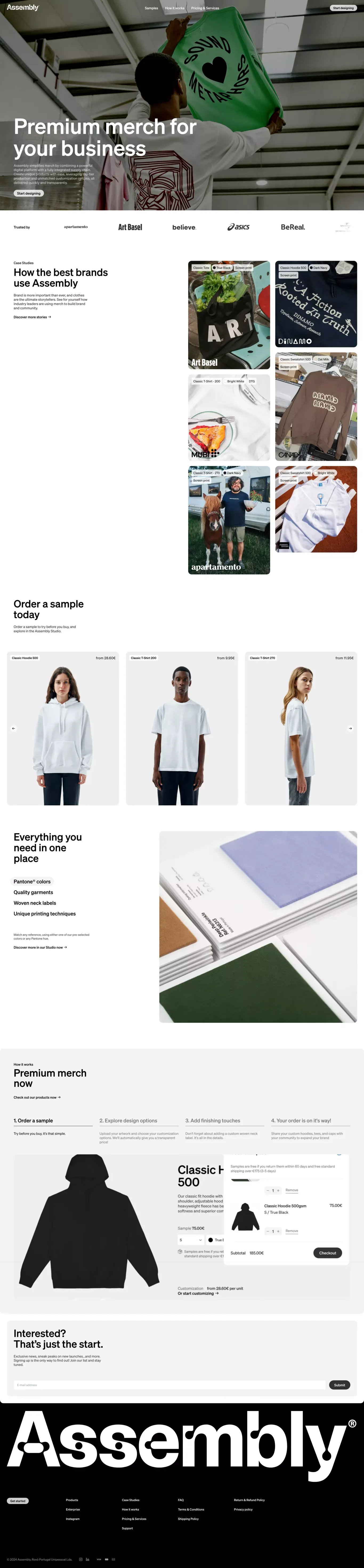 Premium Custom Merch portfolio page screenshot showcasing Design and Fashion design