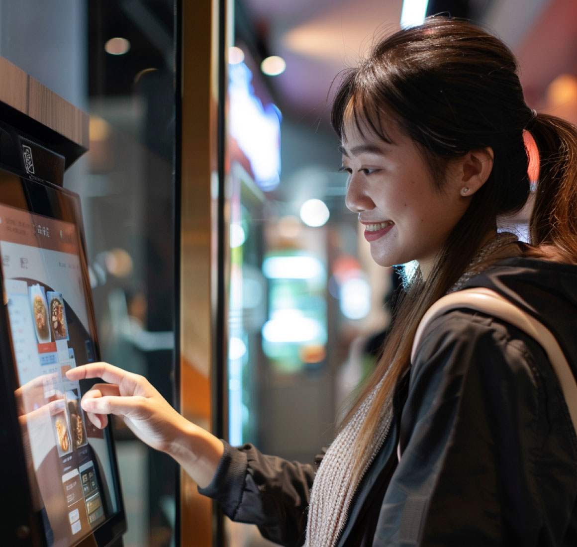 customer use self ordering kiosk