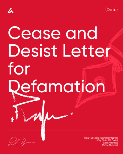 Cease and Desist Letter for Defamation