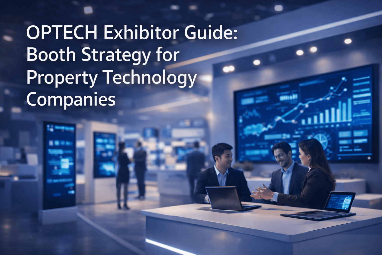 property technology trade show booth demonstrating proptech platform dashboards and software systems at a technology conference