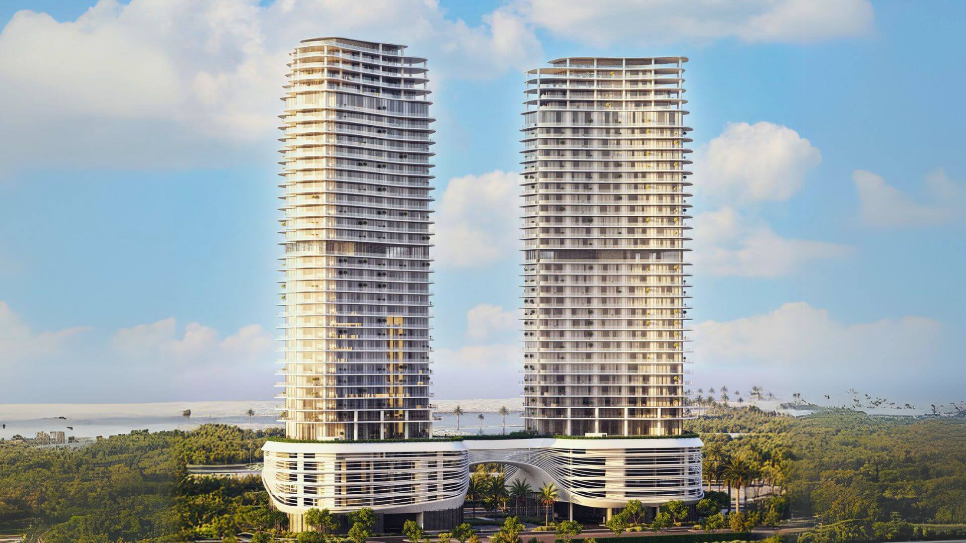  Reem Eight, a tall structure with several balconies on its exterior.