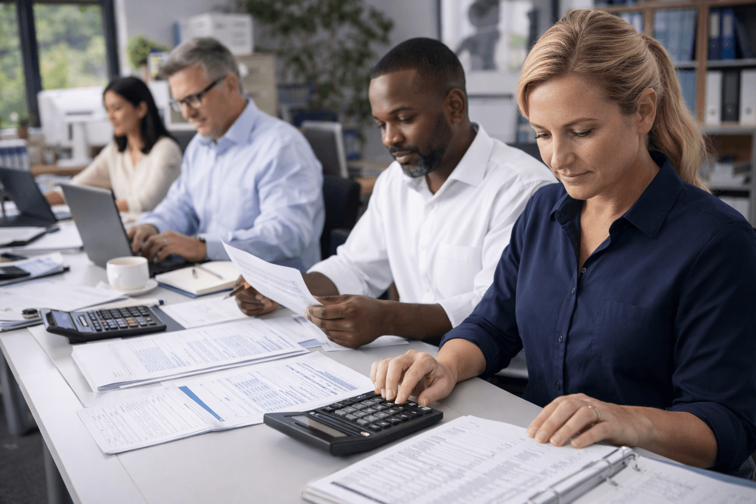 Server racks in a modern data center with reflective glass panels.