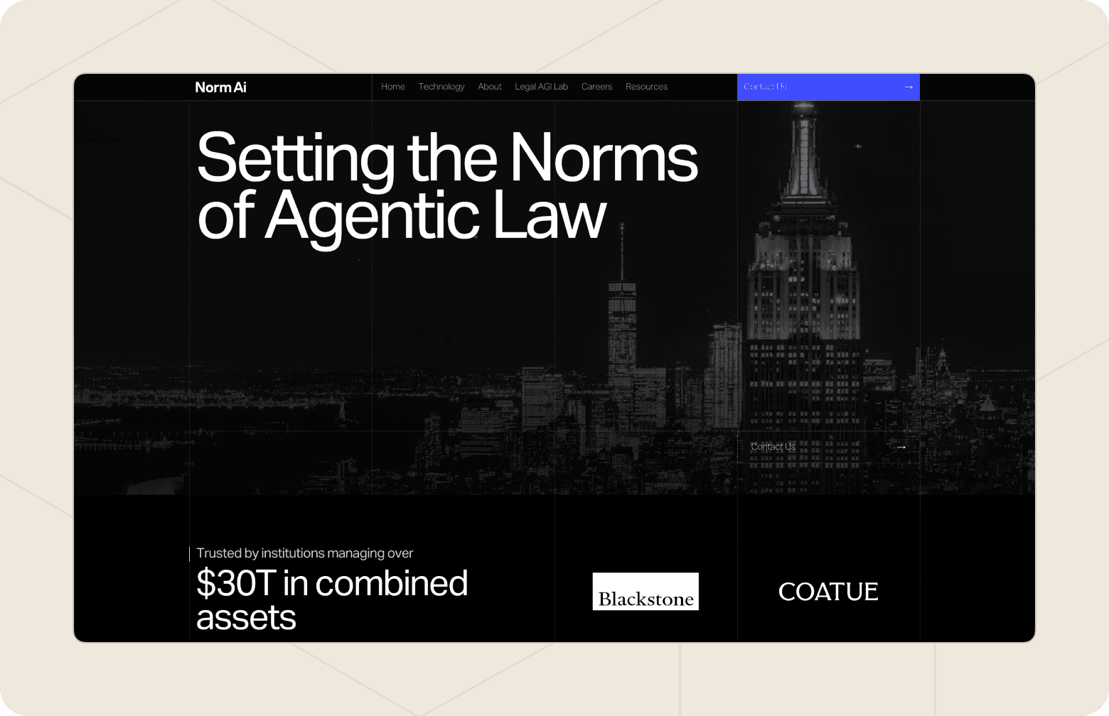 Screenshot of the Norm AI homepage.