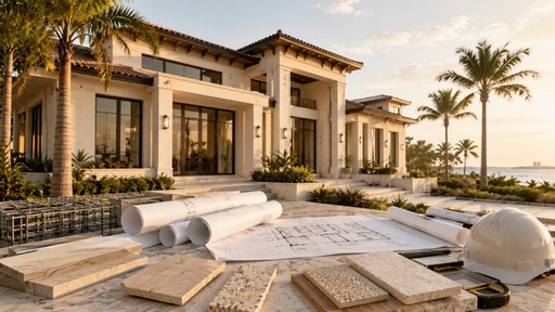 Coastal HVHZ-compliant luxury custom home in Palm Beach County built by Steven Sellers Contracting, featuring impact-rated openings, hurricane-grade structural detailing, and Florida Building Code 8th Edition coastal construction standards