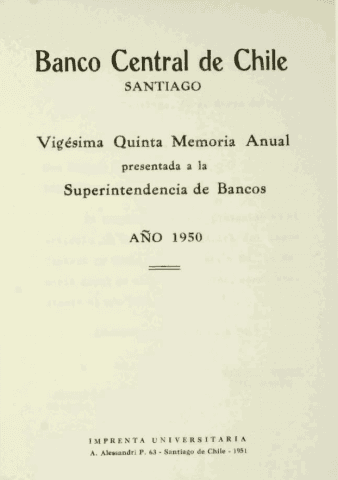 Banco Central de Chile. Memoria Anual 1950
