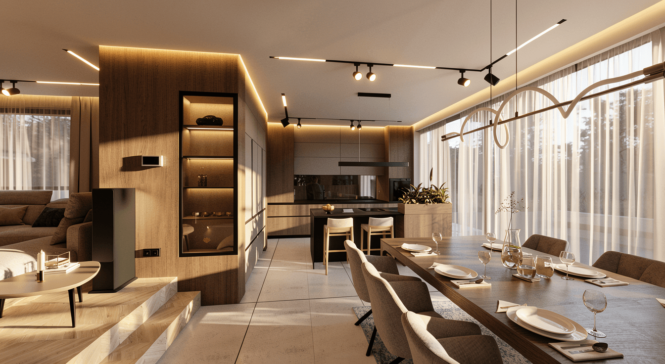 living room with brown sofa and glass window