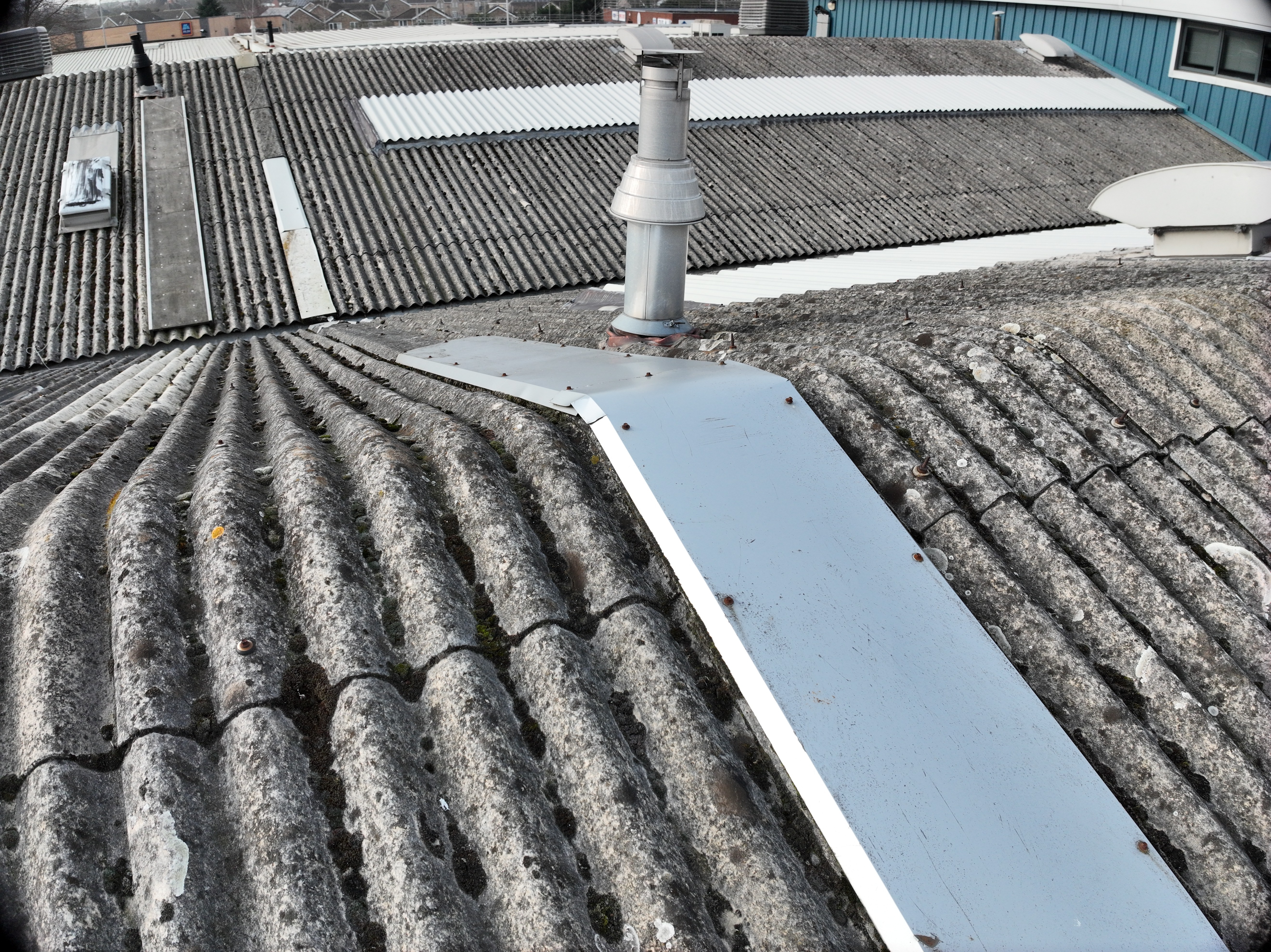 View across asbestos roofing