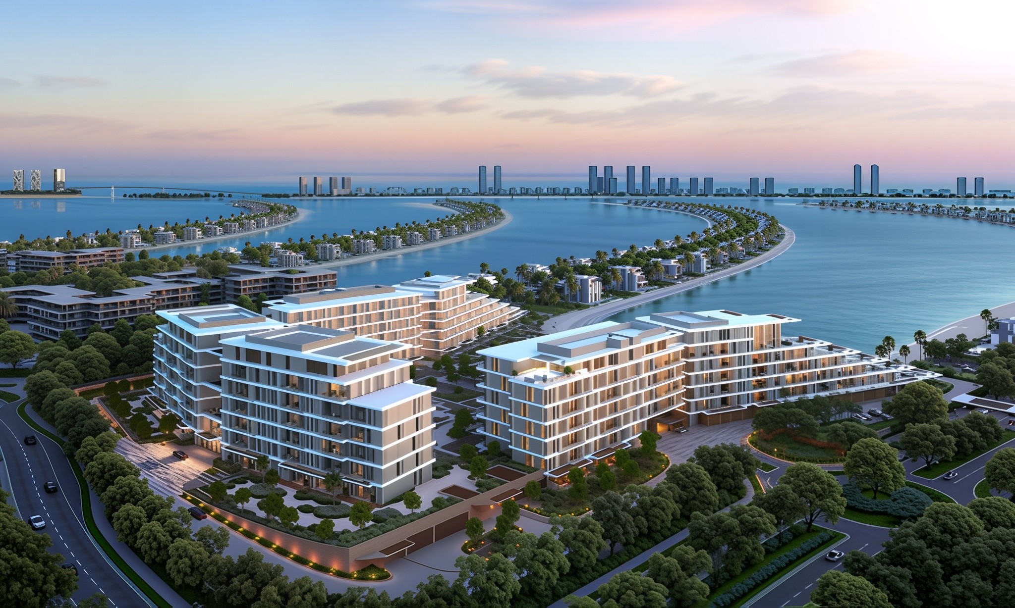 New development in Dubai, showcasing Palm Central Private with modern architecture and luxurious amenities.